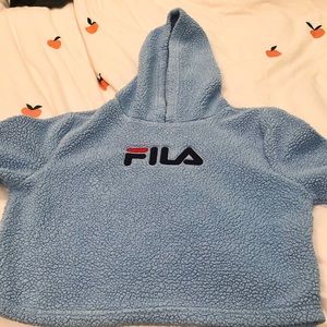 FLUFFY BLUE FILA HOODIE